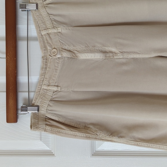 Aerie Pleated High Waisted Wide Straight Leg Soft Twill Pants Beige L - Picture 12 of 16